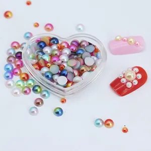 ABS Flatback Half Round Gradient Mermaid Pearls for DIY Nail Art and Phone Case Decor