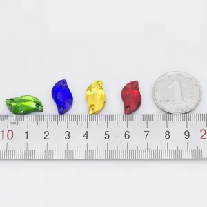 Strass en verre cristal à dos plat feuille en forme de S accessoires de vêtements DIY vue