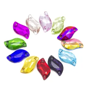 Strass en cristal coloré en forme de S à double trou à coudre pour vêtements DIY robe de mariée.