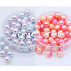 Perle di imitazione forate in ABS per nail art e fai da te, perle sirena sfumate colorate.