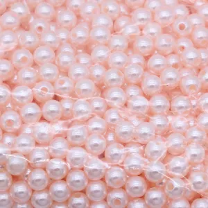 ABS Plastic Artificial Pearl Beads Double Hole Round Loose Beads For Clothing Accessories DIY Jewelry Craft Making