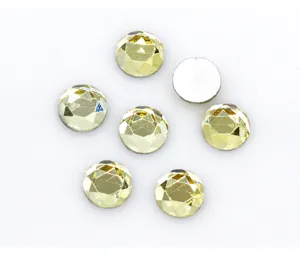 Runde Glas-Kristall-Strasssteine 10mm flache Rueckseite goldene Steine fuer Dekoration