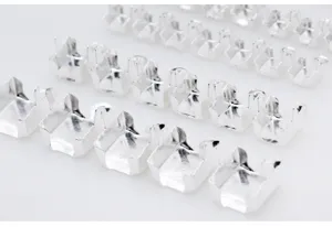 Silver jewelry findings claw chain connectors for DIY crafts, durable metal hardware parts.