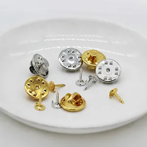 DIY brooch badge accessories set in gold and silver, metal butterfly clutch pin backs.