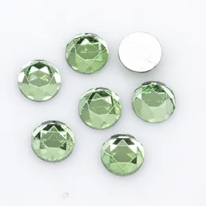 Runde Glas Kristall Strasssteine 10mm Flachruecken gruene Edelsteine fuer Handytasche DIY