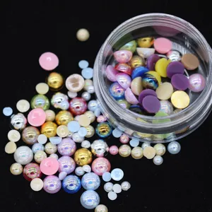 Perles Demi-Rondes à Dos Plat Perles en Résine Iridescentes Pour Nail Art Artisanat DIY Chaussures sacs Coiffure Décoration Vente en Gros
