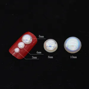 Perles AB plates colorées pour la décoration nail art DIY, tailles multiples de 3mm à 10mm.