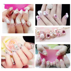 Ensemble de décoration nail art DIY perles style coréen avec jolies roses en résine et strass