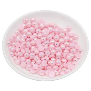 Perles demi-rondes roses à dos plat pour nail art artisanat accessoires de bricolage brillants