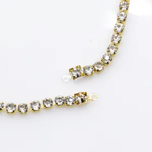 Gold tone rhinestone claw chain connectors DIY jewelry making findings secure clasp links
