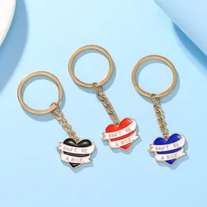 Ensemble de porte-clés cœur en métal tendance avec émail, cadeau créatif pour sacs.