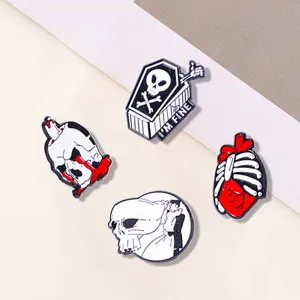 Halloween schedel broche set punk gothische horror kist bot emaille speldjes kleding decor