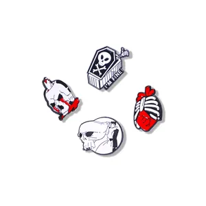 Halloween doodskop emaille speld set creatieve punk horror kist hart broche badges voor kleding