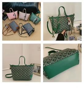 Vue détaillée du sac à bandoulière géométrique pour femme, fourre-tout élégant.