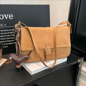 Women's Vintage PU Leather Underarm Bag Retro Casual Shoulder Bag Solid Color Zipper Commuter Handbag
