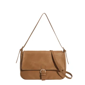 Classic brown women shoulder bag retro casual crossbody bag stylish daily commute handbag