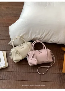 Chic minimalist lychee pattern Boston pillow bag stylish shoulder crossbody handbag for women