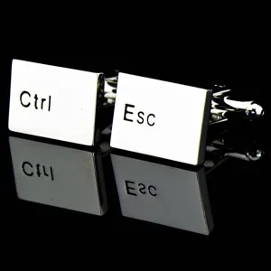 Creatieve Computertoetsenbordtoetsen ESC CTRL Zilveren Manchetknopen Koperen Vergulde Overhemd Manchetknopen Voor Heren Dames Casual Kantoor Sieraden Accessoire Cadeau