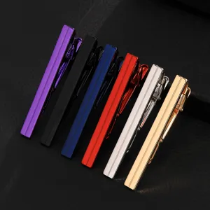 Lot de 6 pinces à cravate en métal coloré pour hommes, élégants accessoires d'affaires.