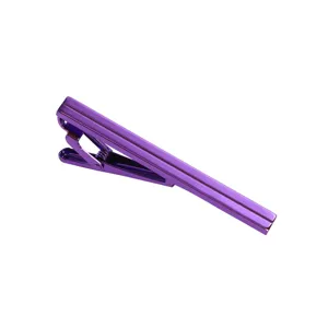 Pince à cravate en métal violet pour homme, accessoire professionnel électroplaqué.
