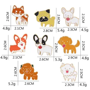Cute cartoon dog enamel pins set, cute animal lapel badges for backpacks and clothes decor.