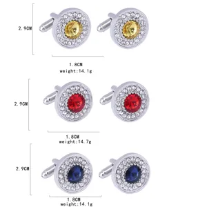 Boutons de manchette en cristal strass pour homme, design rond chic accessoire de chemise.