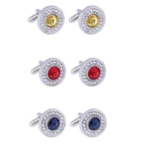 Boutons de Manchette Français pour Hommes Luxe Cristal Strass Ronds Pour Chemise Costume d'Affaires Accessoires de Bijoux de Mode