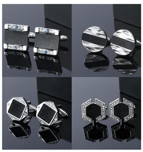 Ensemble de boutons de manchette homme strass cristal, detail geometrique chemise elegante raffine