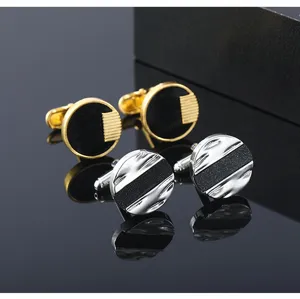 Boutons de manchette géométriques pour homme en alliage, détail chemise française gros plan