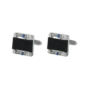 Boutons de manchette rectangulaires pour hommes avec pierre scintillante et strass élégants.