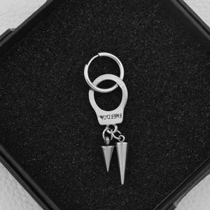 Boucles d'oreilles menottes en acier inoxydable double pic style punk bijoux unisexe mode.