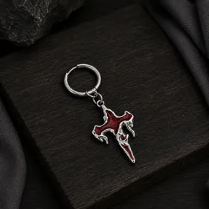 Boucle d'oreille croix flamme style punk gothique pour homme et femme, bijoux fashion.