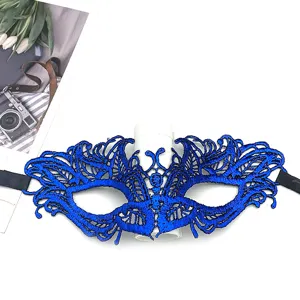 Maschera in pizzo blu maschera di carnevale sexy mezzo viso donna festa halloween