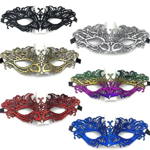 Maschera occhi in pizzo per mascherata mezza faccia festa Halloween accessori colorati