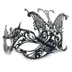 Venetian masquerade metal rhinestone half face mask for women party Halloween stage show detail