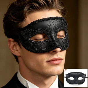 Maschera di carnevale nera mezza faccia Halloween festa costume maschera per uomo e donna