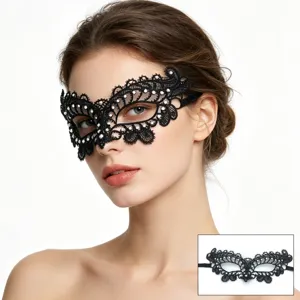 Halloween Spitzen Maske Strass Halbgesicht Maskerade Maske Cosplay Party Augenmaske Schwarze Venezianische Maske Für Frauen