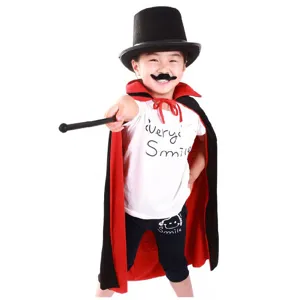 Costume di Halloween per bambini mantello rosso e nero doppio strato con cappello