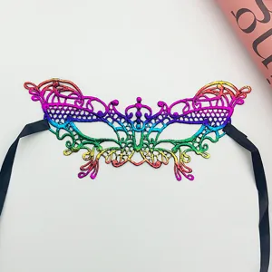 Colorful lace masquerade mask for Halloween party cosplay half-face eye mask props