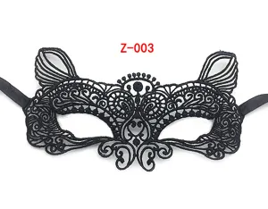 Black lace masquerade mask half face cat ear eye mask for Halloween party costume props.