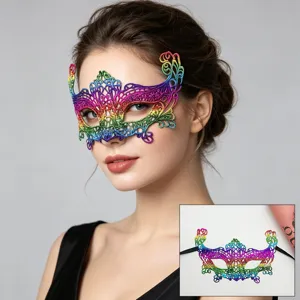 Colorful metallic lace masquerade mask half face eye mask for Halloween party cosplay.