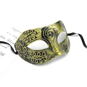 Maschera di carnevale veneziana nero e oro per festa Halloween costume accessorio