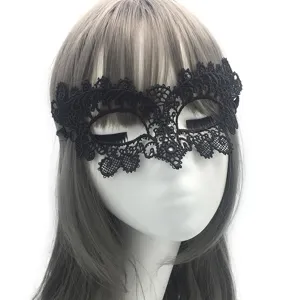 Black lace masquerade mask half face eye mask for women Halloween party holiday costume accessory.