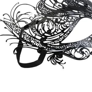 Zwarte metalen masquerade masker strass feniks half gezicht masker voor feest cosplay halloween