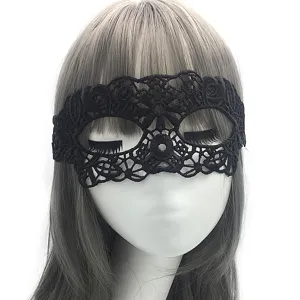 Black lace masquerade mask for women, sexy half face eye mask for Halloween party costume.