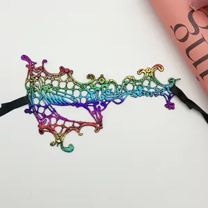 Rainbow lace mask masquerade party half face eye mask Halloween costume party prop stylish.