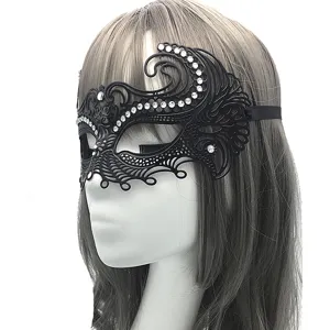 Venetian masquerade half face metal rhinestone mask for women Halloween party stage costume prop