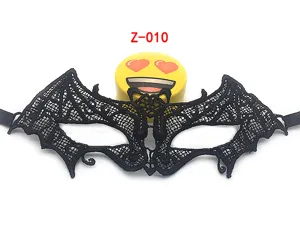 Detailed view of the black lace bat masquerade mask, perfect for Halloween party and sexy costume.
