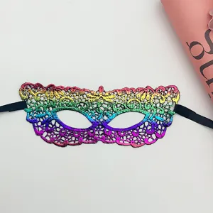 Colorful lace masquerade mask for Halloween party cosplay, stylish half-face eye mask.