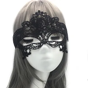 Black lace masquerade mask for women, half face sexy eye mask for Halloween party costume.